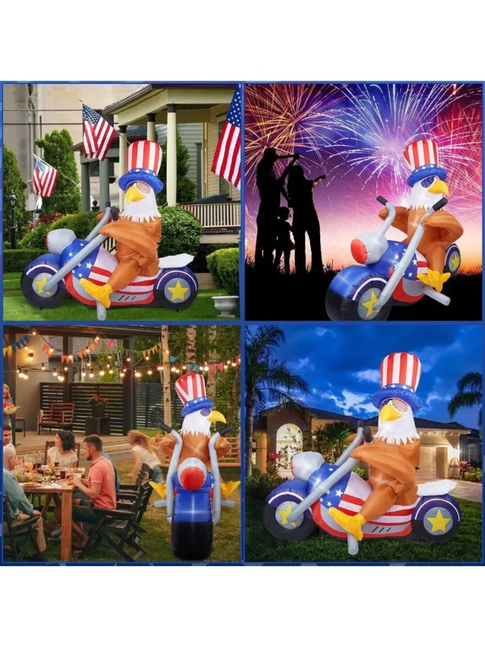 6 FT Patriotic Eagle Inflatable Yard Decoration | LED Lights for Independence